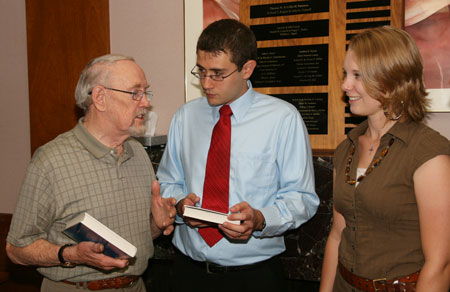 faculty member and students
